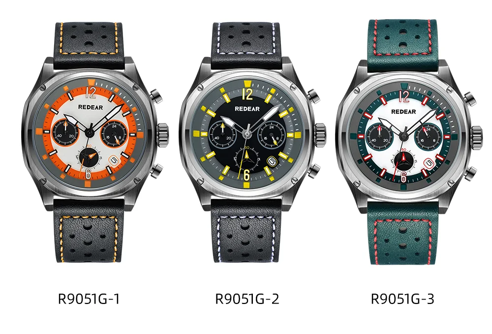 Мужские кварцевые хронографы REDEAR из нержавеющей стали