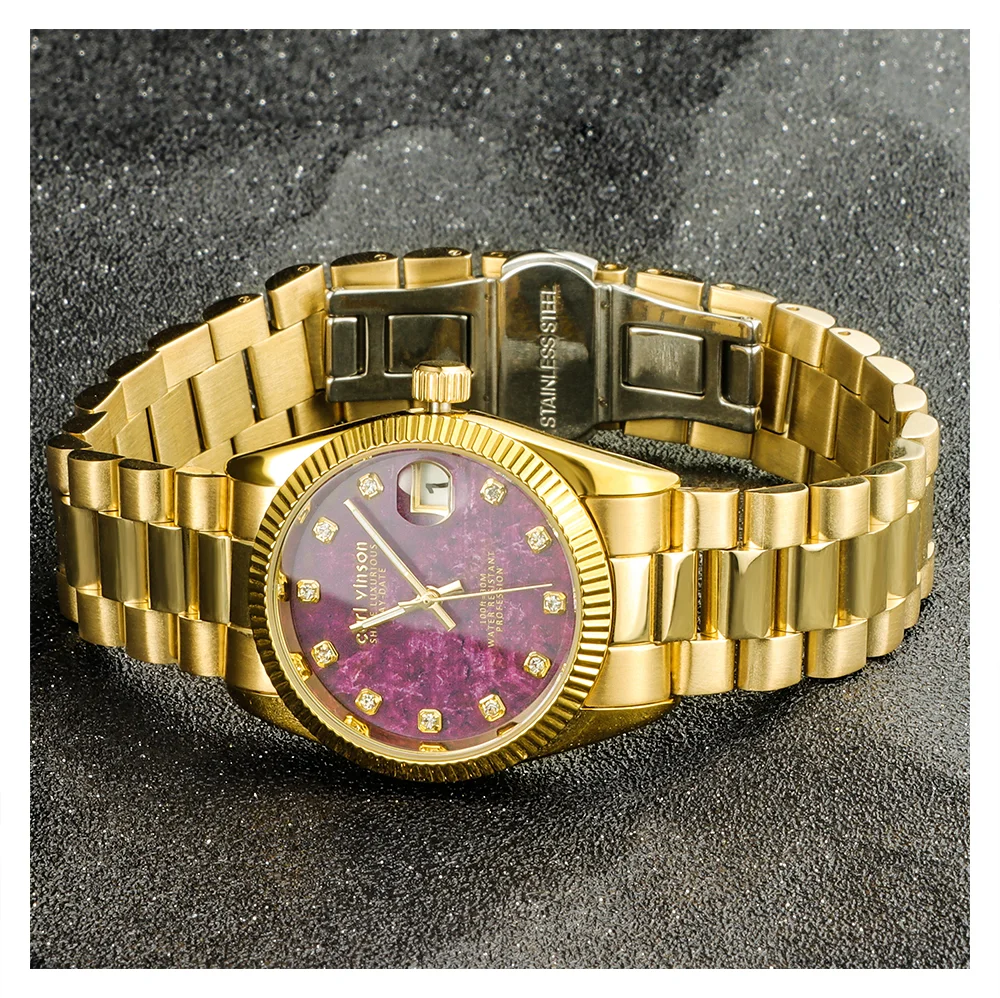 Женские кварцевые часы Carl Vinson с цирконами.