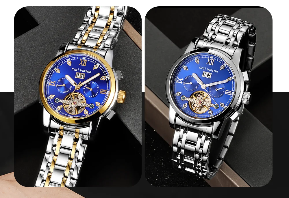 Мужские роскошные хронографы автоматические часы Carl Vinson