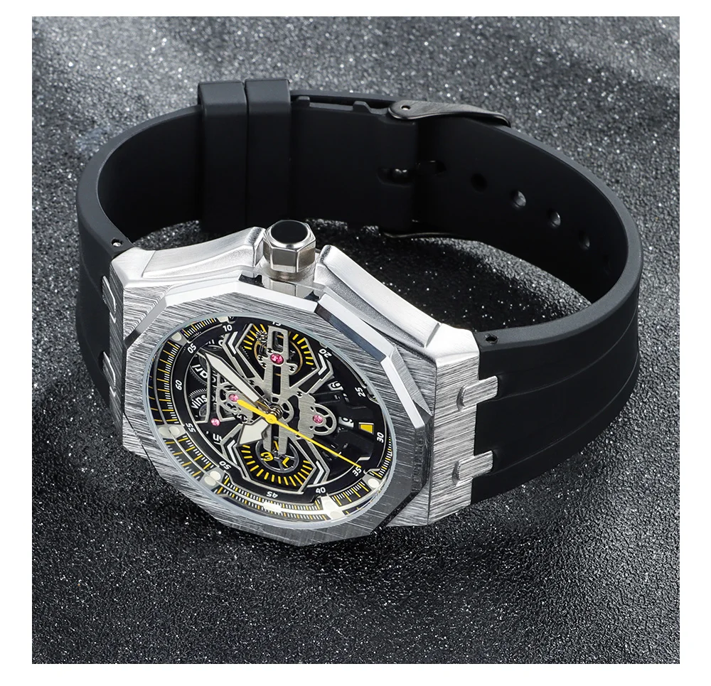 Мужские многослой скелетные кварцевые часы Carl Vinson