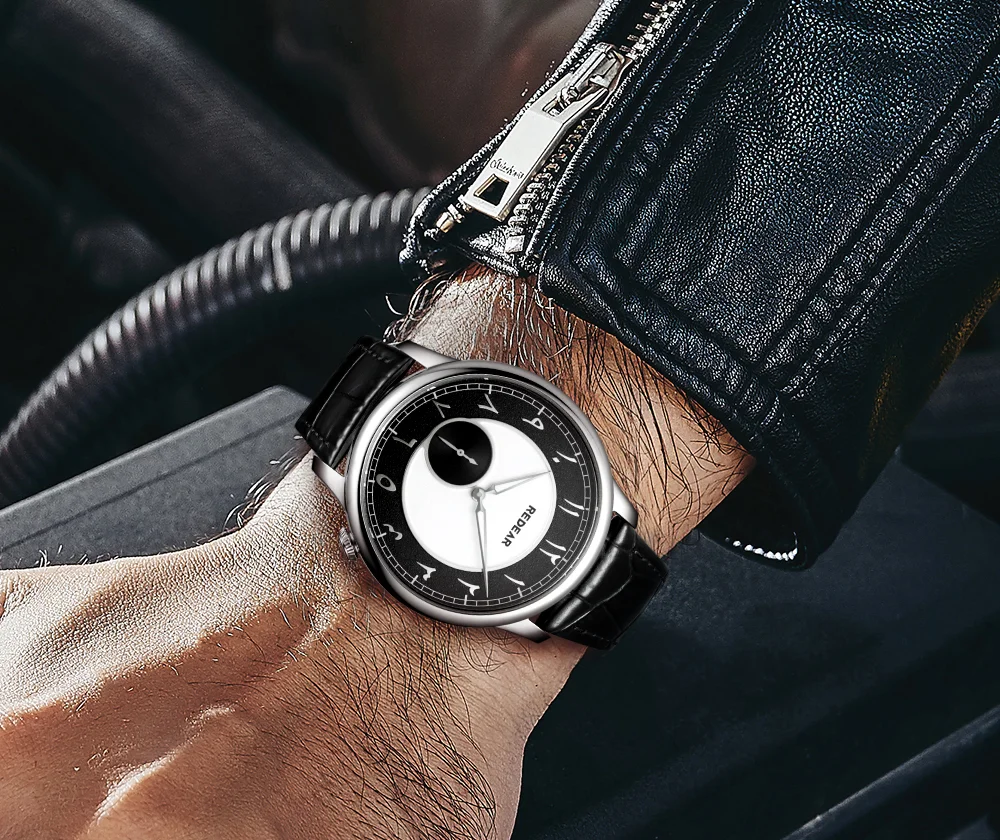 Элегантные мужские кварцевые часы REDEAR с малой секундной стрелкой