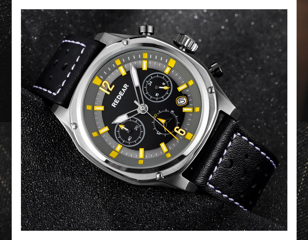 Мужские кварцевые хронографы REDEAR из нержавеющей стали