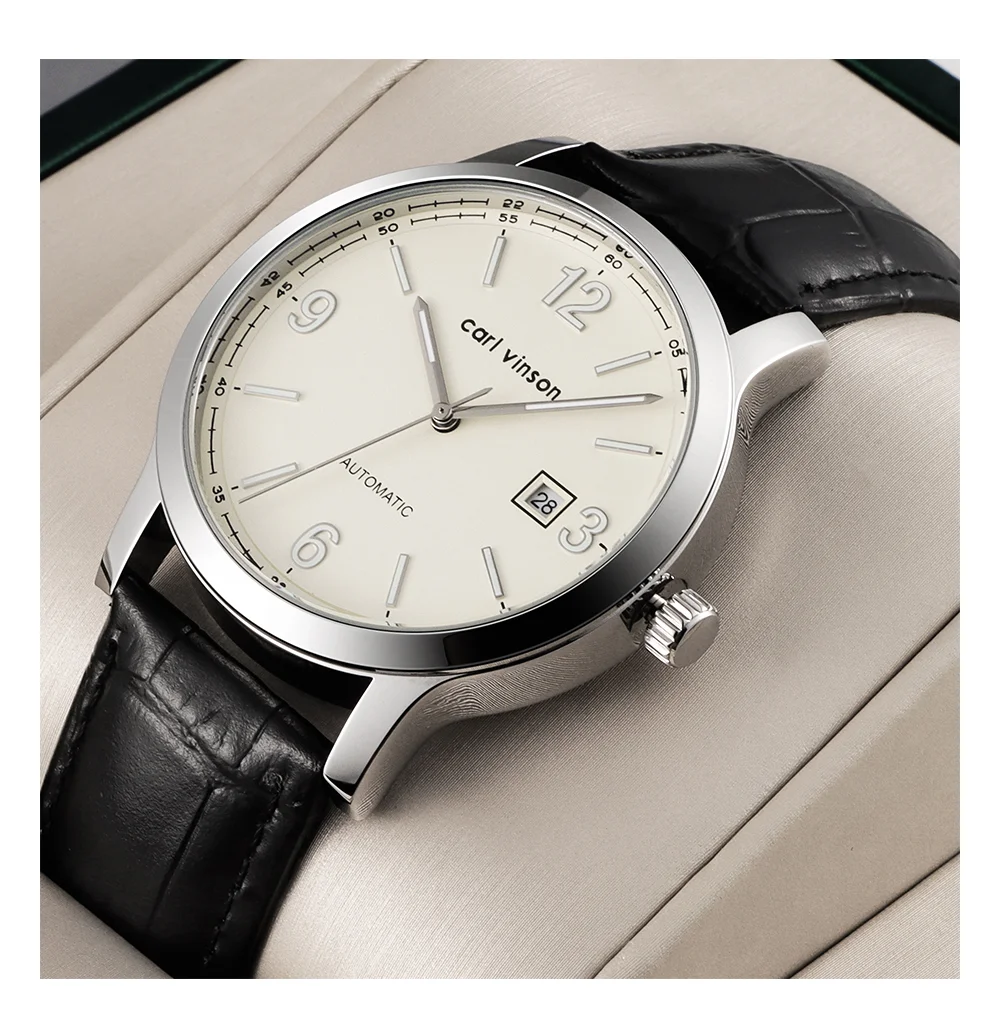 Мужские автоматические часы в простом стиле Carl Vinson
