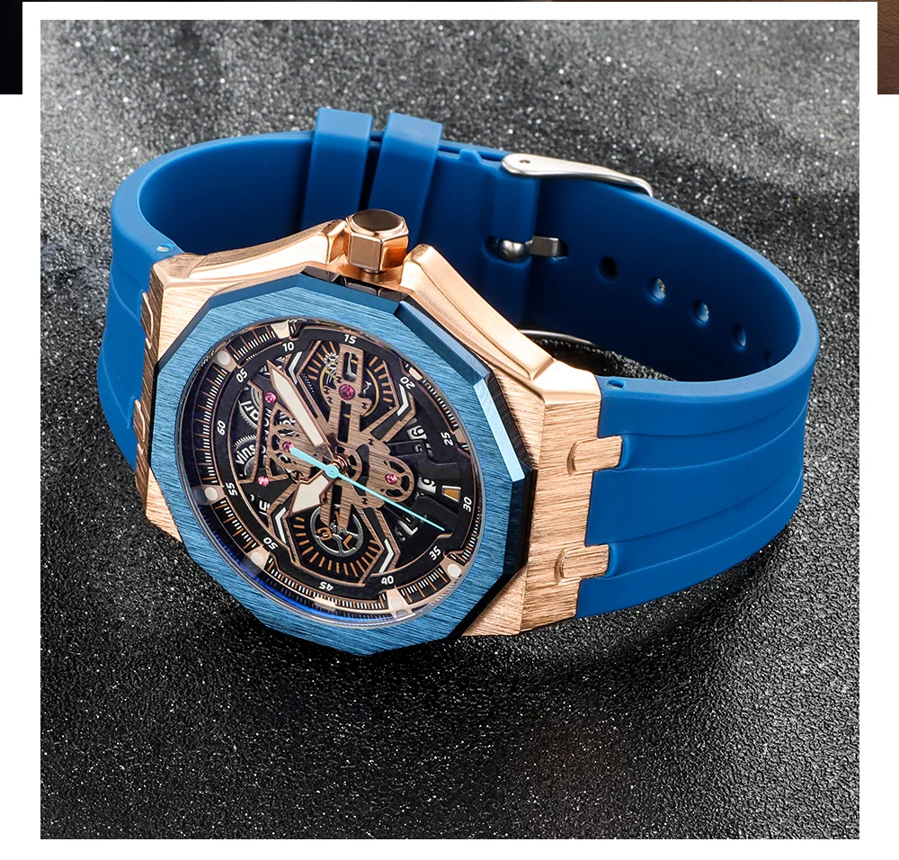 Мужские многослой скелетные кварцевые часы Carl Vinson