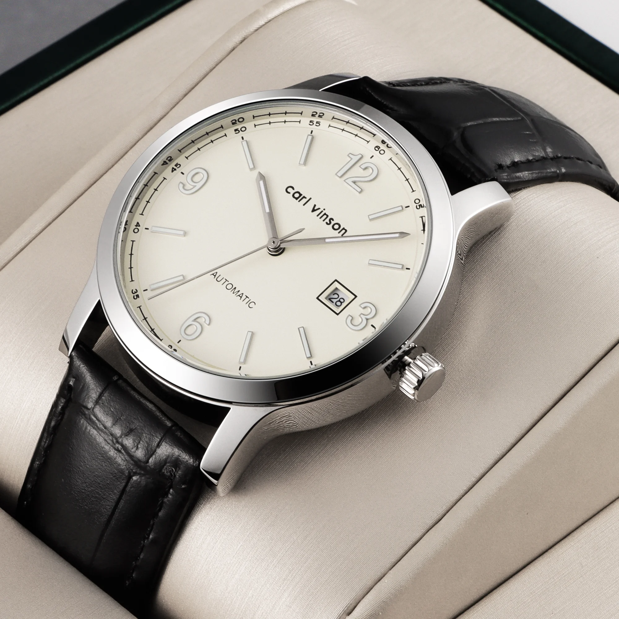 Мужские автоматические часы в простом стиле Carl Vinson